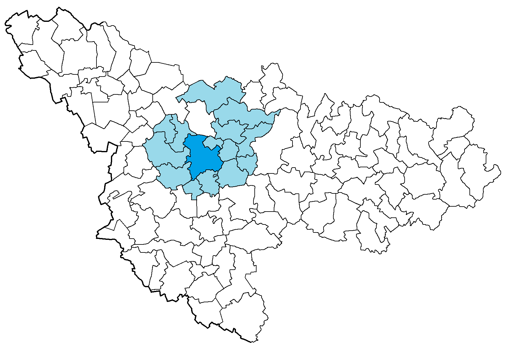 Harta zonei metropolitane Timișoara, în care este evidențiată și localitatea Moșnița Nouă